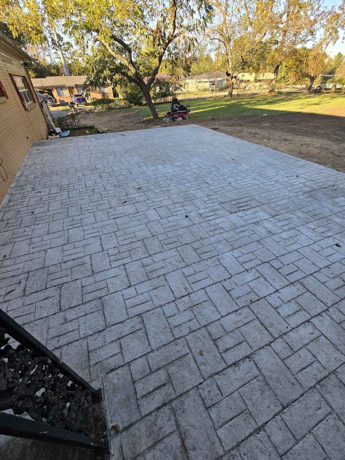 Decorative stamped concrete patio